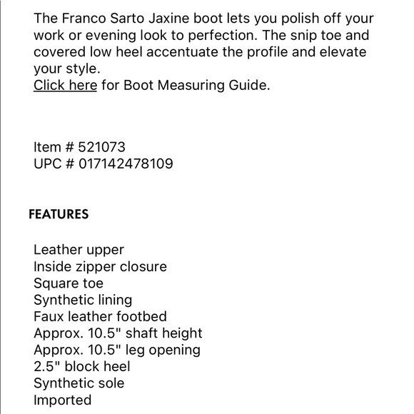 NWOT Franco Sarto Jaxine Mid Calf Leather Boots - Picture 4 of 5